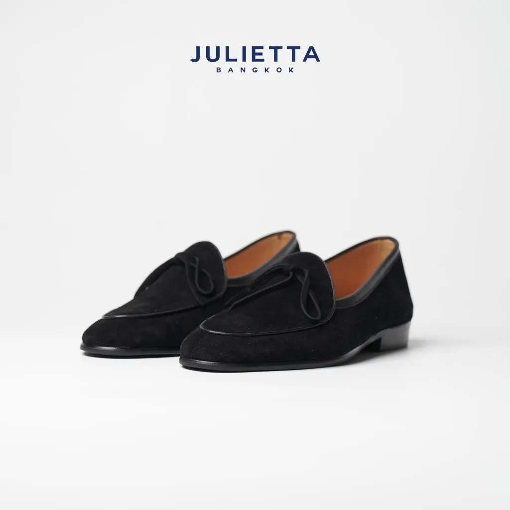 JULIETTA - SANDRO String Loafer Suede : Black (Unlined)