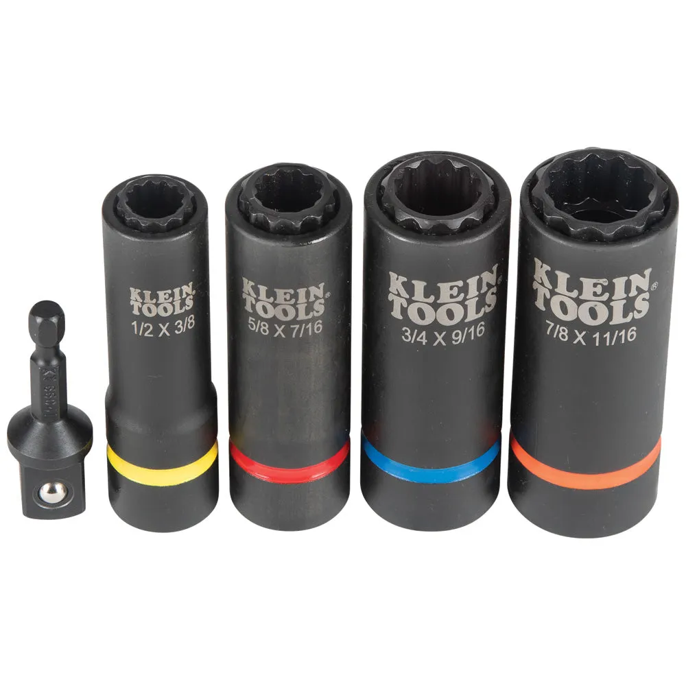 Klein 2-in-1 Impact Socket Set, 12-Point, 5-Piece