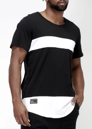 Konus Men's Elongated Cut Block Tee in Black