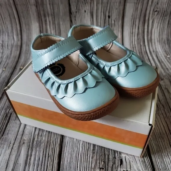 Livie and Luca Ruche Shoes Blue Shimmer New Without Box