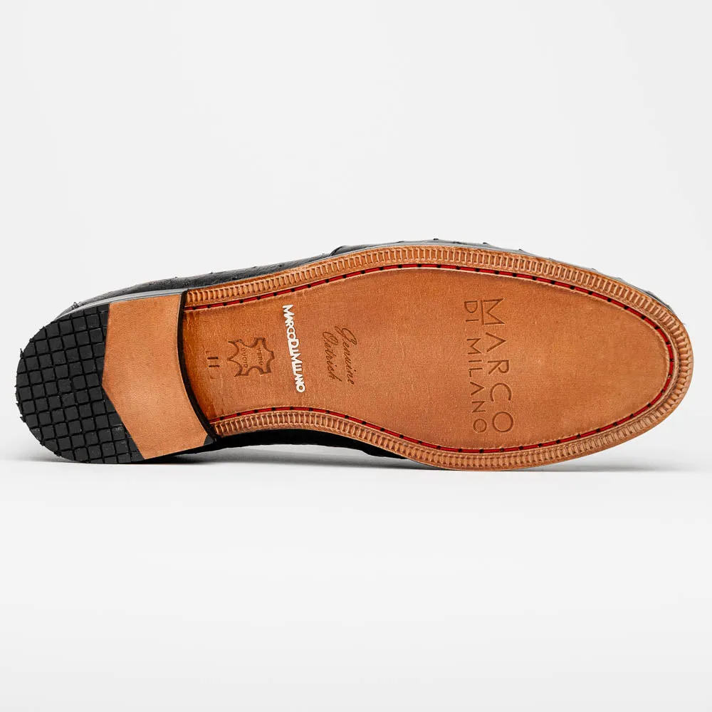 Marco Di Milano Aubiere Black Ostrich Quill Tassel Loafers