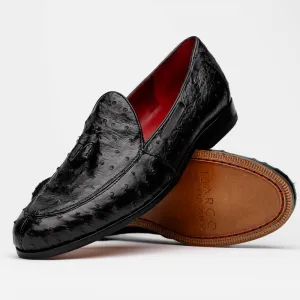 Marco Di Milano Aubiere Black Ostrich Quill Tassel Loafers