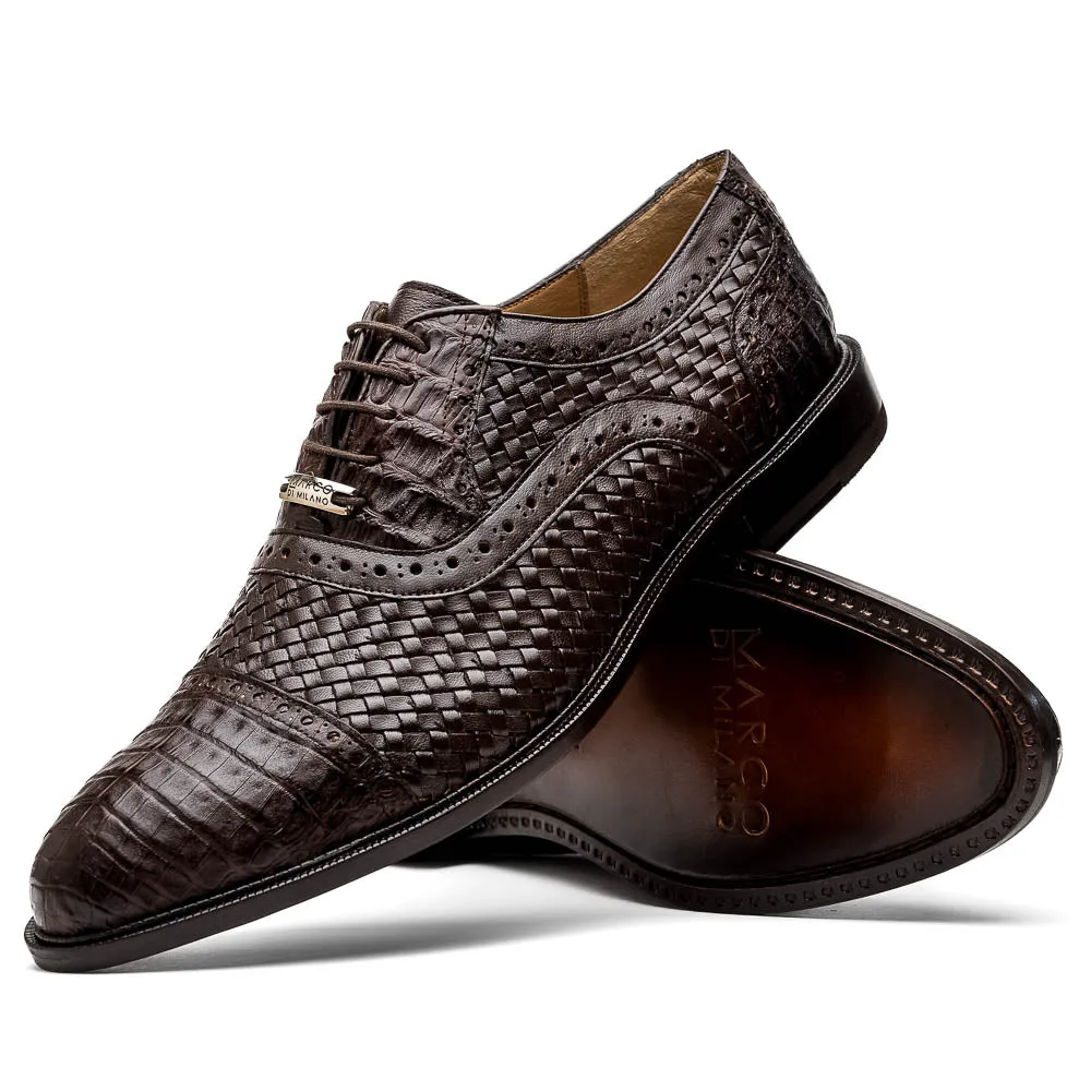 Marco Di Milano John in Brown Crocodile & Calfskin Oxford Shoes