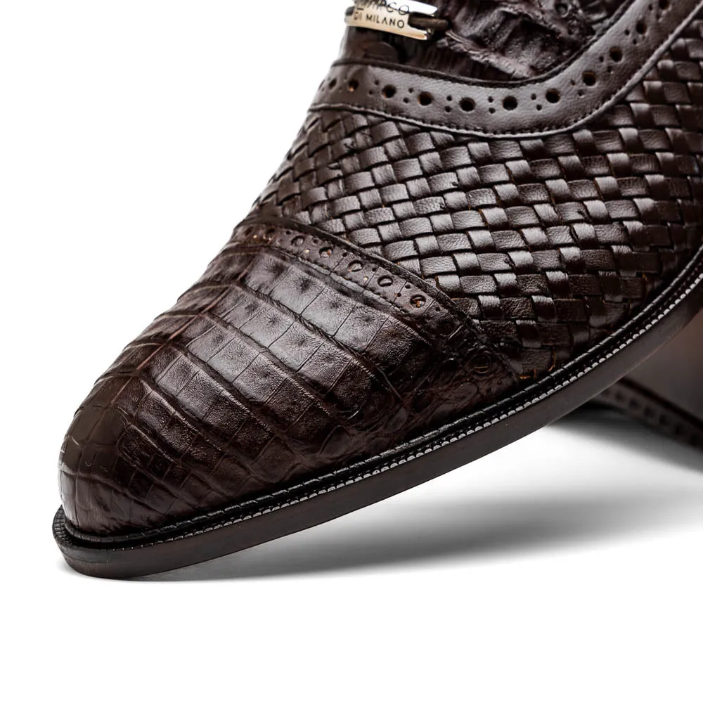 Marco Di Milano John in Brown Crocodile & Calfskin Oxford Shoes