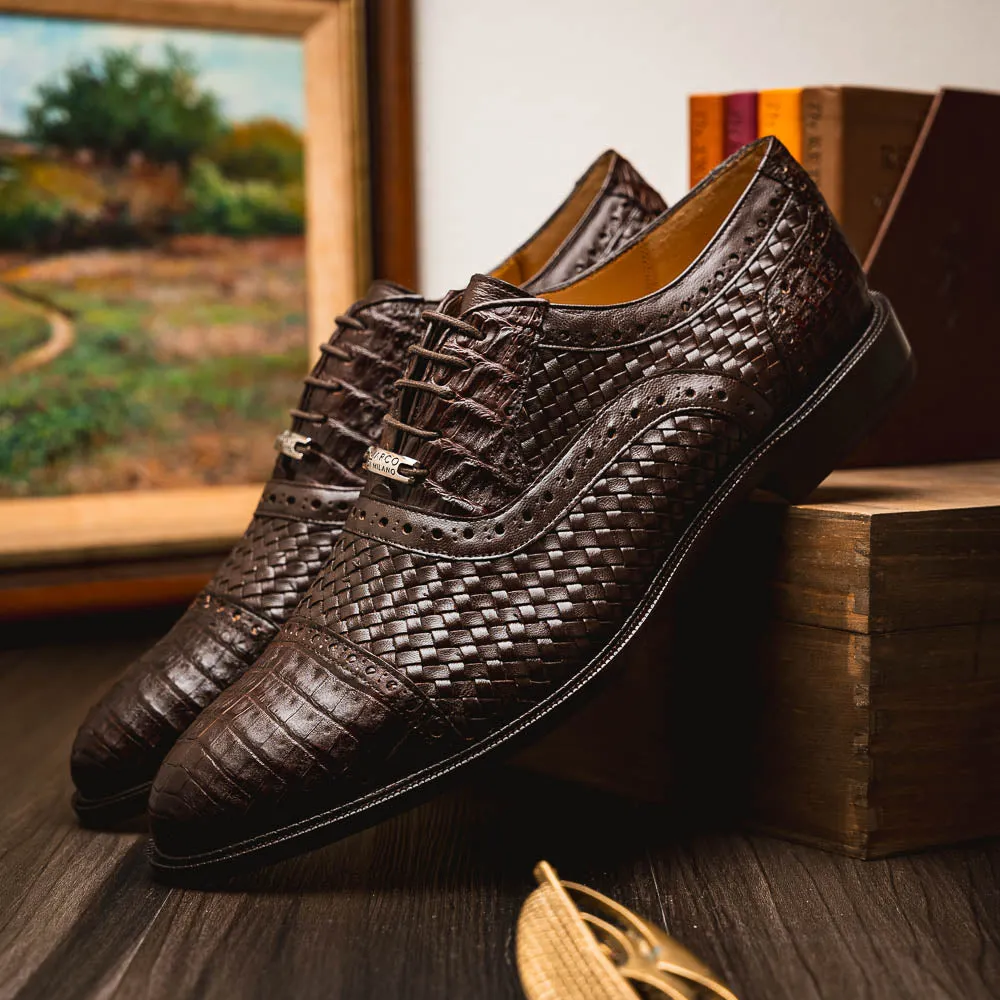 Marco Di Milano John in Brown Crocodile & Calfskin Oxford Shoes