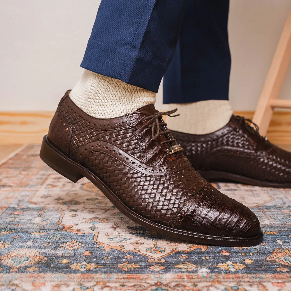 Marco Di Milano John in Brown Crocodile & Calfskin Oxford Shoes