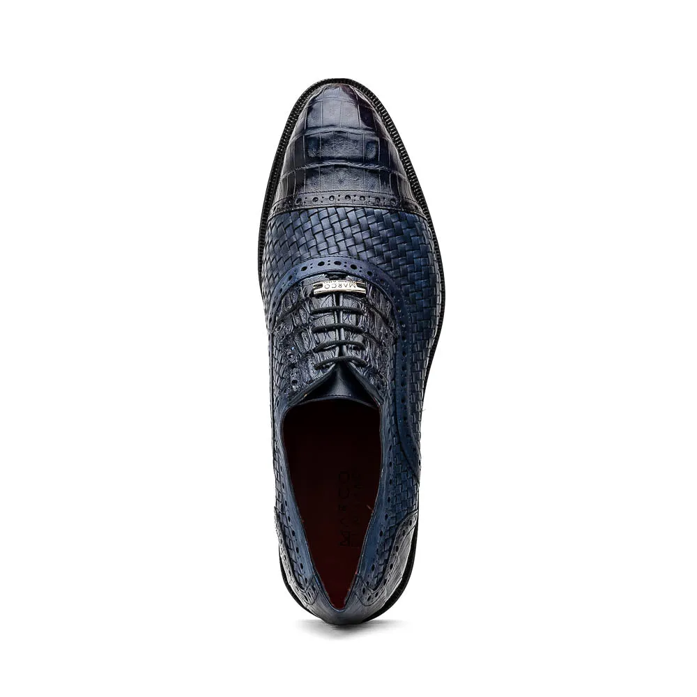 Marco Di Milano John in Navy Crocodile & Calfskin Oxford Shoes