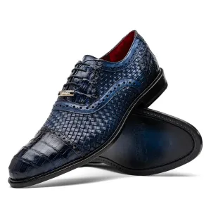 Marco Di Milano John in Navy Crocodile & Calfskin Oxford Shoes