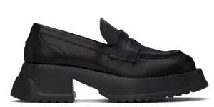 MARNI Black leather platform sole loafers 41
