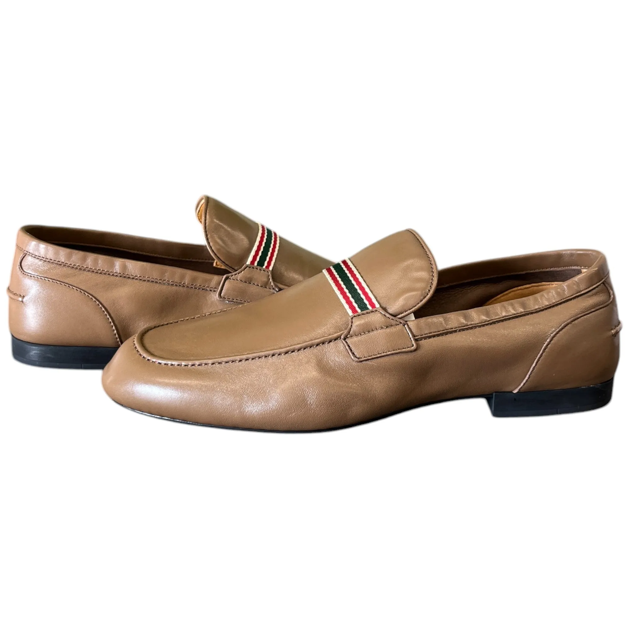 Men's Web Stripe Loafers Brown Size EU 41.5 / UK 7.5