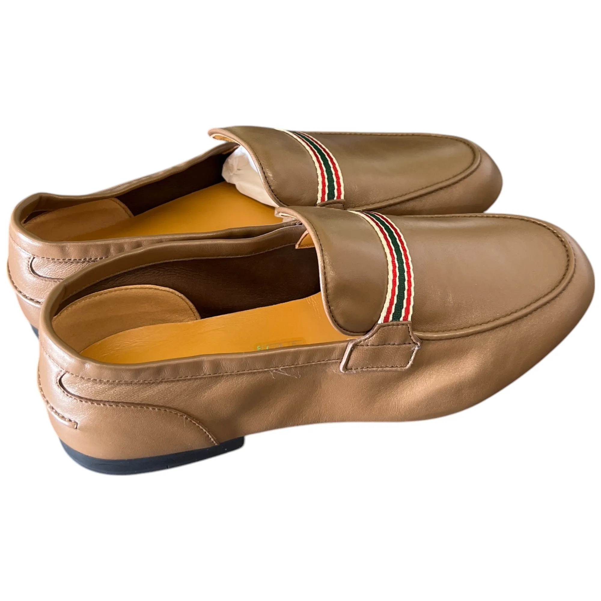 Men's Web Stripe Loafers Brown Size EU 41.5 / UK 7.5