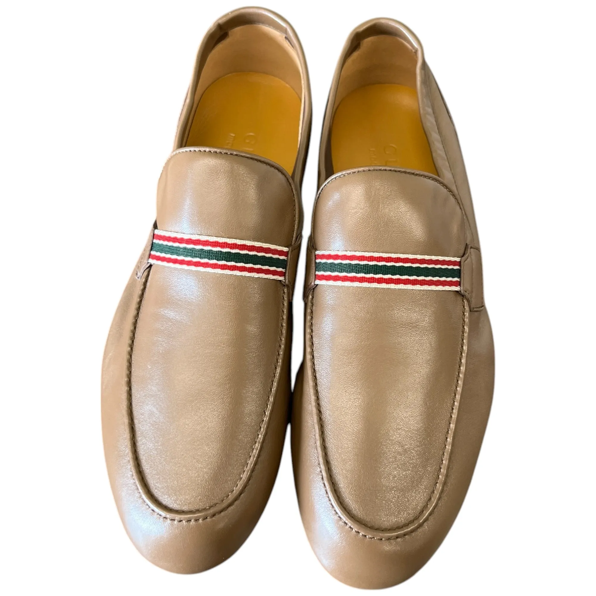 Men's Web Stripe Loafers Brown Size EU 41.5 / UK 7.5