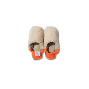 Merippa Slippers FW | Beige & Orange Quilting Boa x Wool Nep