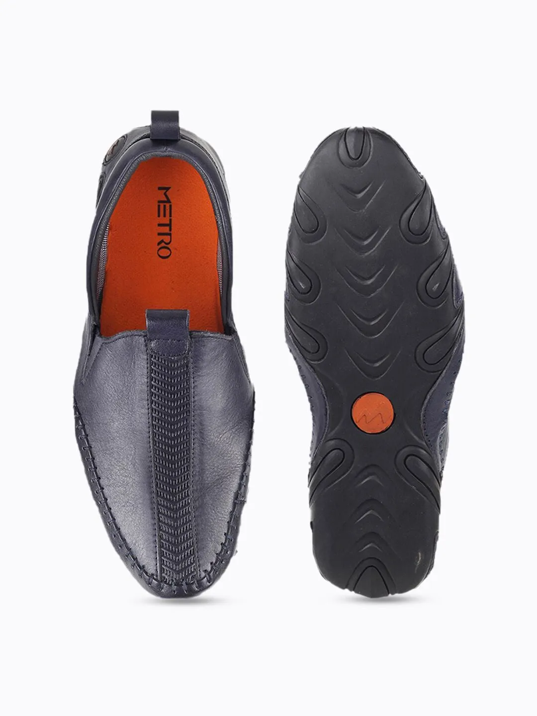 Metro Men Textured Leather Loafers