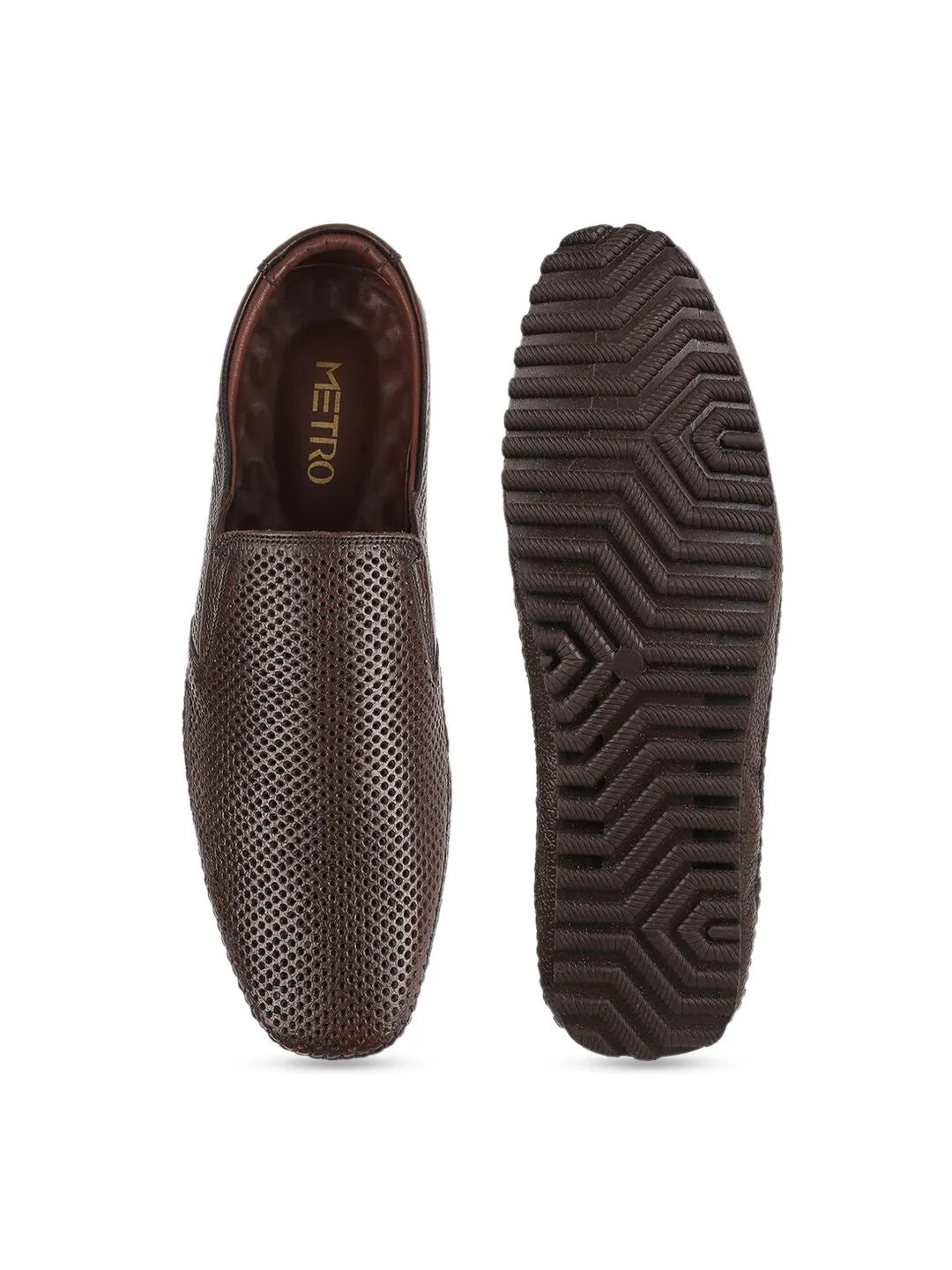 Metro Men Textured Leather Loafers