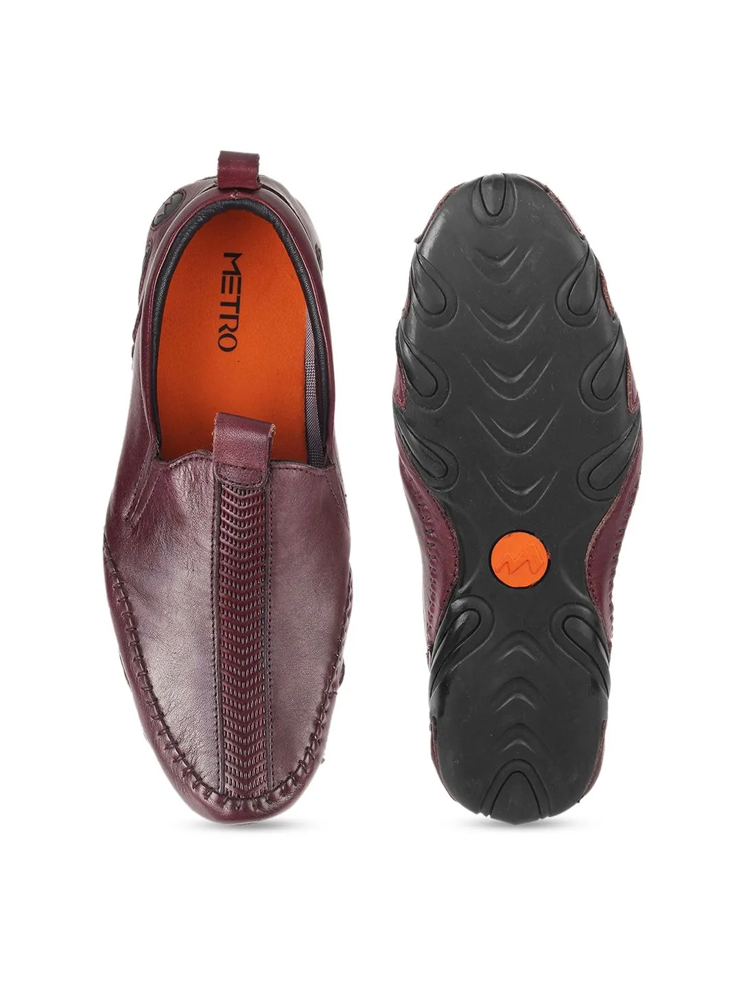 Metro Men Textured Leather Loafers