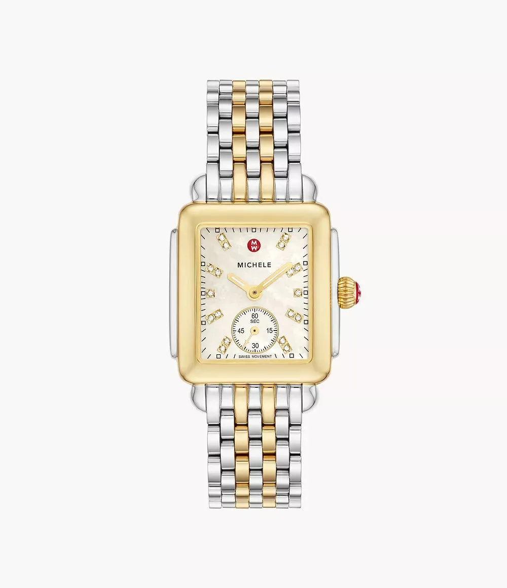 Michele Deco Mid Two-Tone Diamond Dial Watch