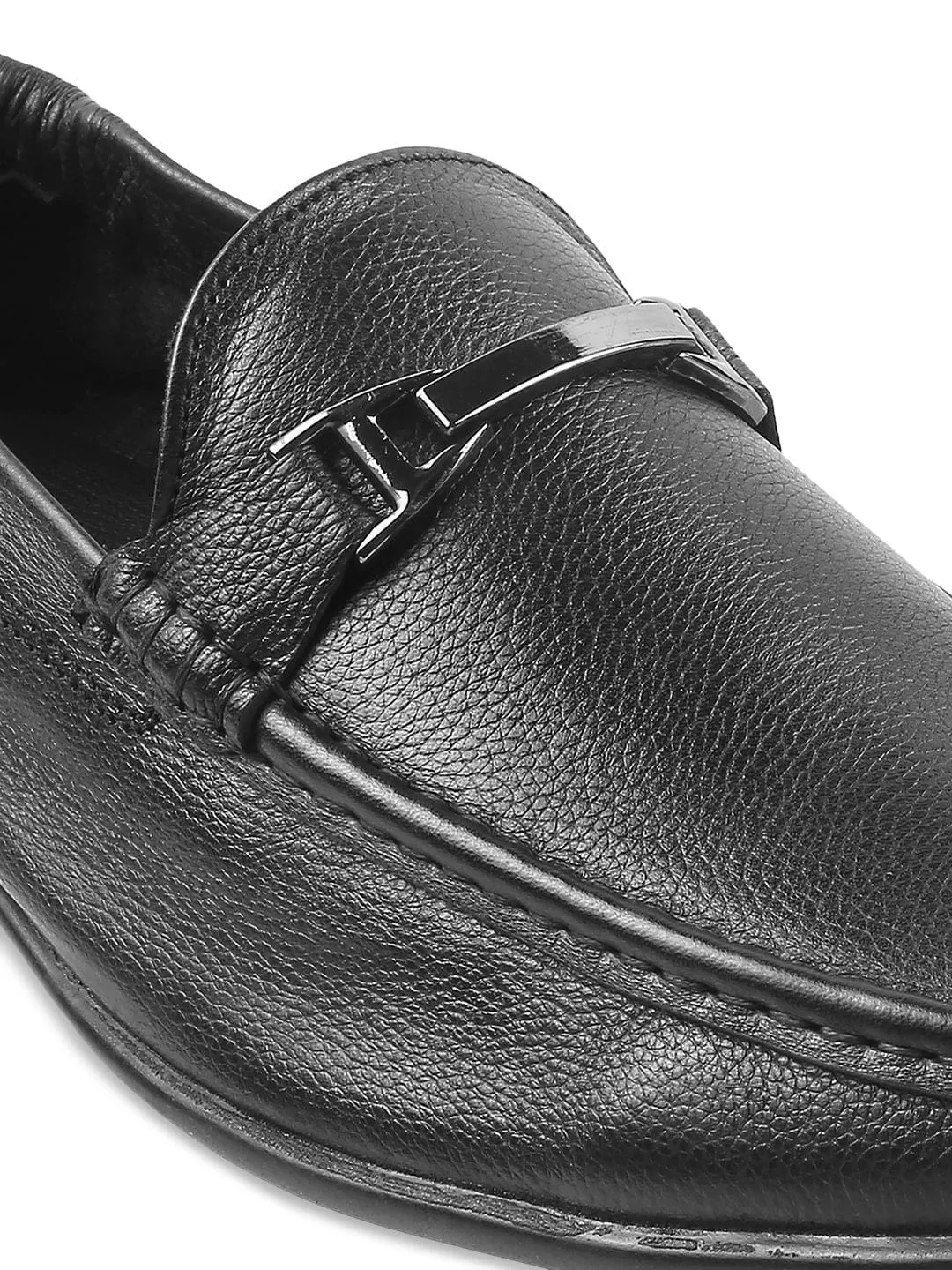 Mochi Men Black Leather Loafers