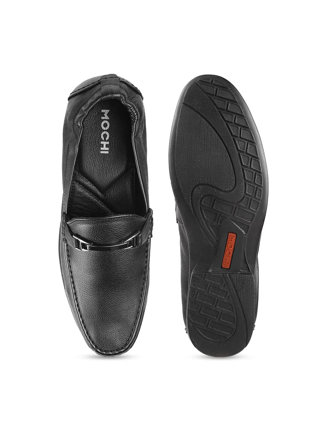 Mochi Men Black Leather Loafers