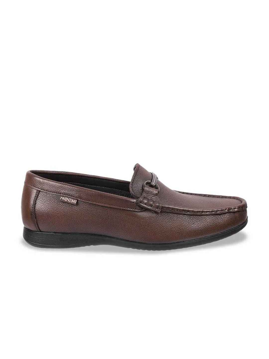 Mochi Men Textured Leather Round Toe Formal Loafers