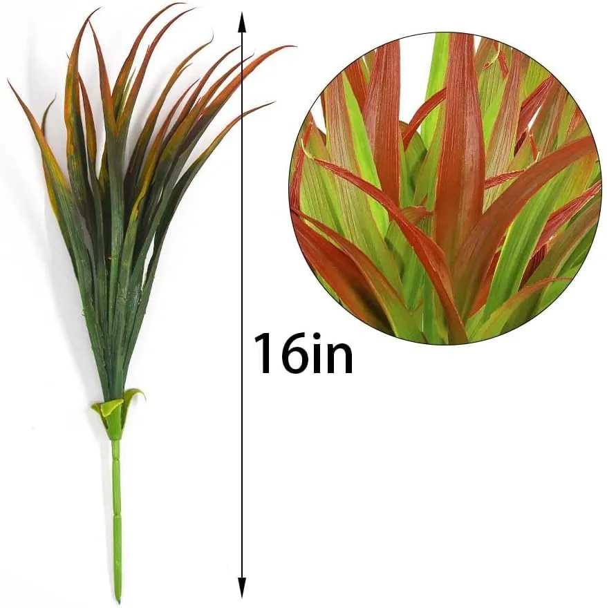 NEW 8Pcs Artificial Grass Fake Plants Outdoor Plastic Plants UV Resistant Greenery Fake Grass for Home Window Garden Office Patio Hanging Planter Pathway Front Porch Indoor Outdoor Decorations