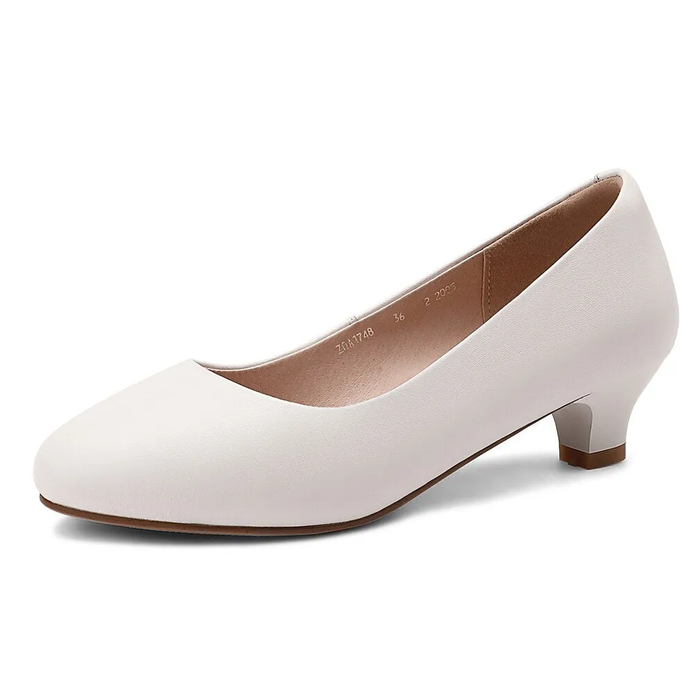 New Genuine Leather Women Round Toe Dress Pumps Office Elegant High Heels Fashion Black Work Shoes Plus Size For Ladies A0010