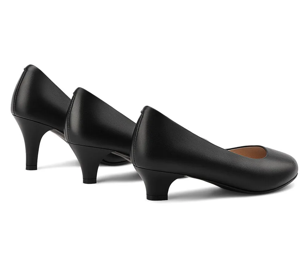 New Genuine Leather Women Round Toe Dress Pumps Office Elegant High Heels Fashion Black Work Shoes Plus Size For Ladies A0010