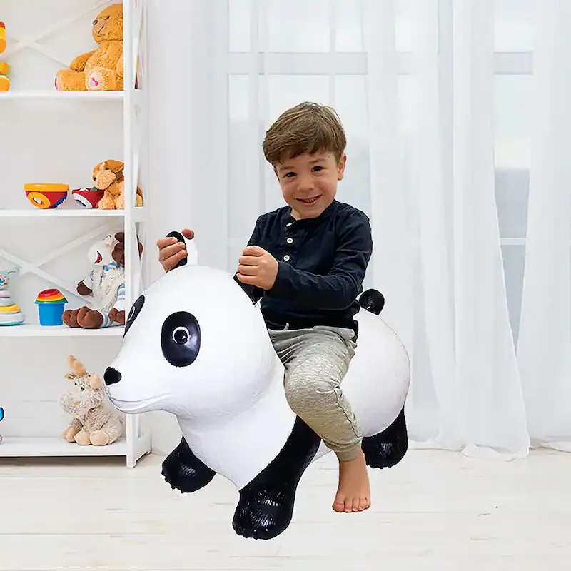 NEW Retails $47, BounceZiez Inflatable Bouncy Ride-On Hopper with Pump - Panda! Age 3 