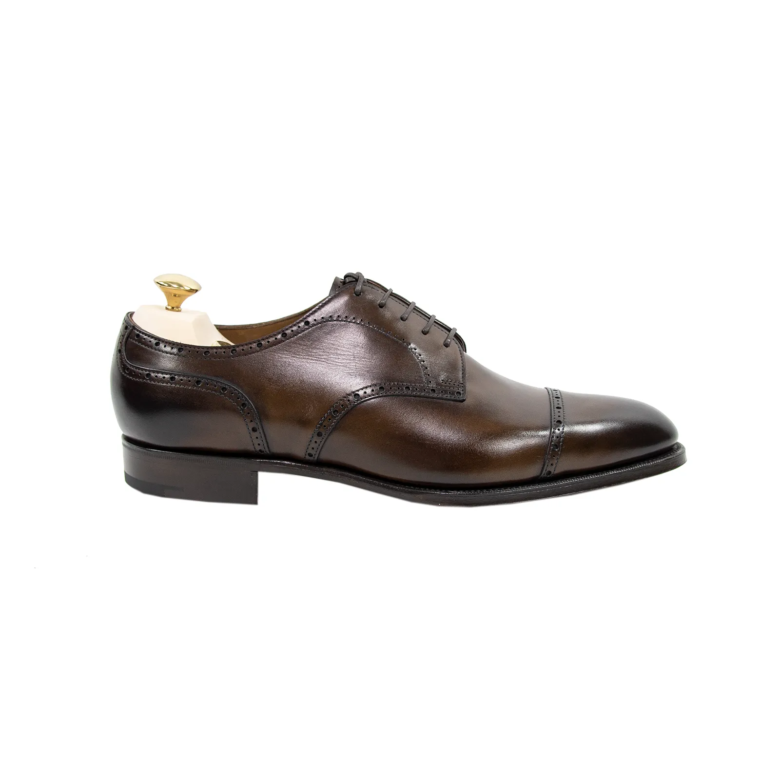 NIB $1380 Edward Green Wells E82 Dark Oak Antique Brogue Cap Toe Shoes   Trees