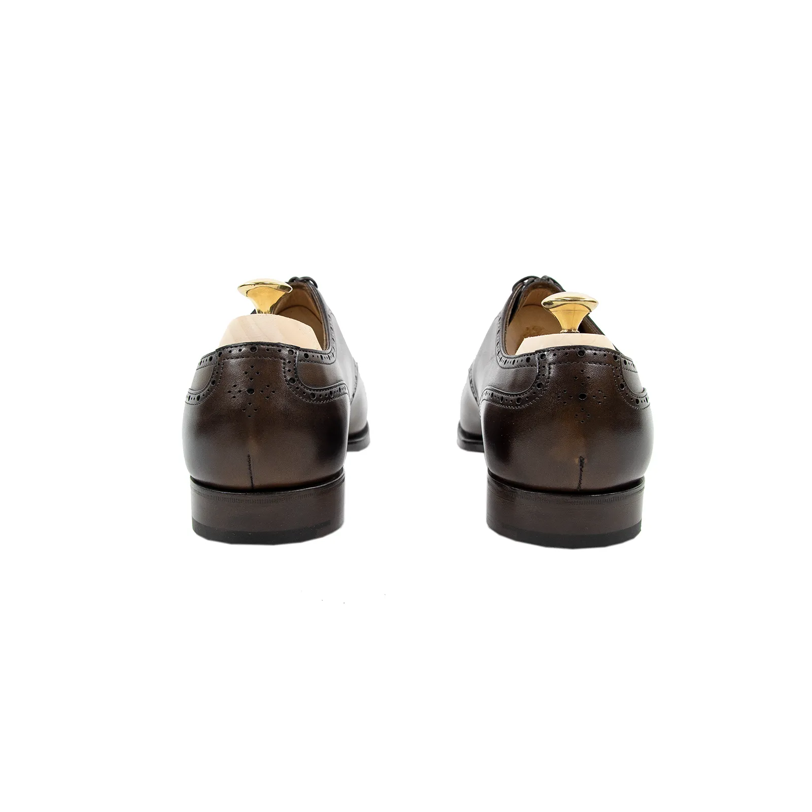 NIB $1380 Edward Green Wells E82 Dark Oak Antique Brogue Cap Toe Shoes   Trees