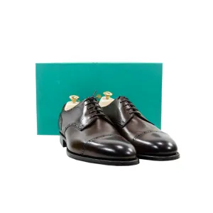 NIB $1380 Edward Green Wells E82 Dark Oak Antique Brogue Cap Toe Shoes   Trees