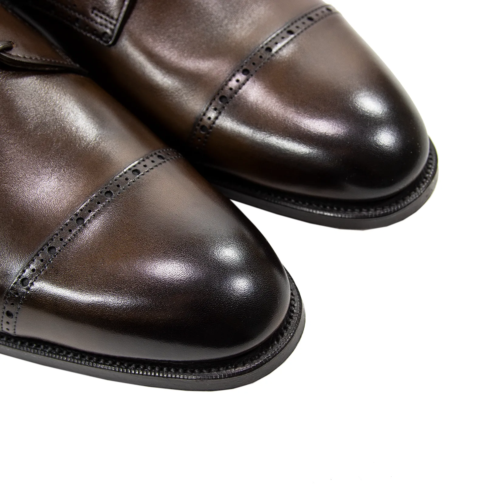 NIB $1380 Edward Green Wells E82 Dark Oak Antique Brogue Cap Toe Shoes   Trees