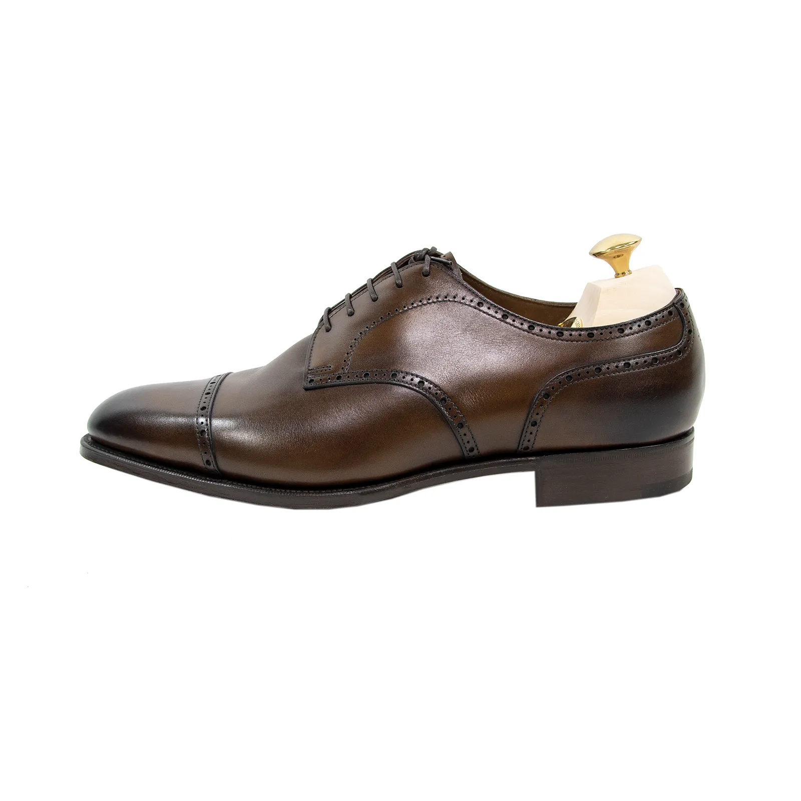 NIB $1380 Edward Green Wells E82 Dark Oak Antique Brogue Cap Toe Shoes   Trees