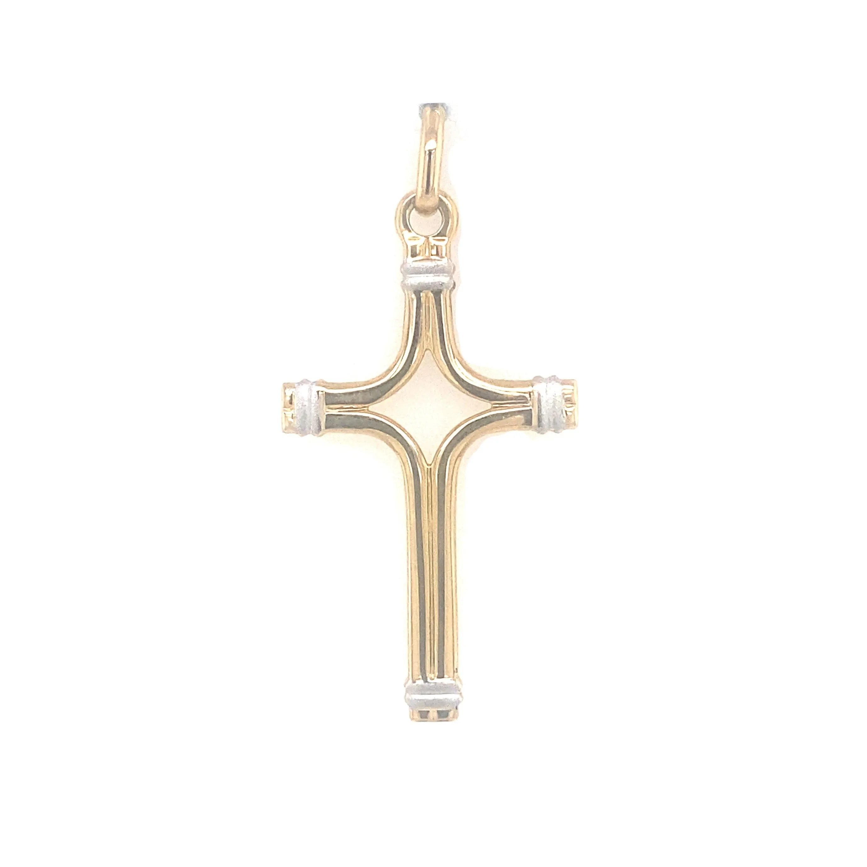 Open Detail Cross - 14kt Two-Tone Gold
