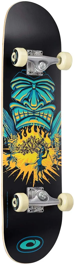 Osprey Beginners Double Kick Trick Skateboard - Savages (Black Tribal Design)