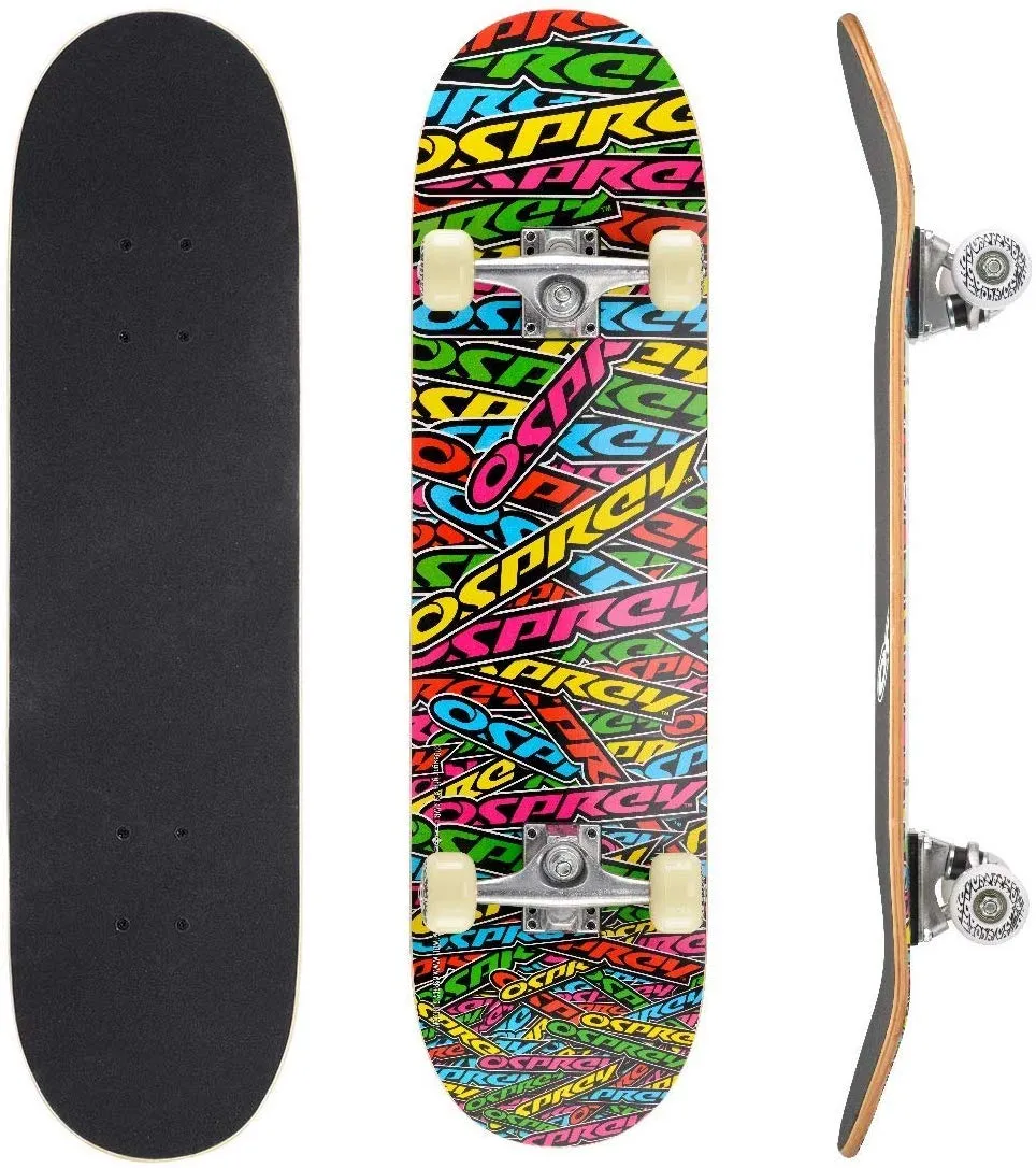 Osprey Beginners Double Kick Trick Skateboard - Stickers