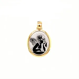 Oval Angel Medal - 14kt Two-Tone Gold