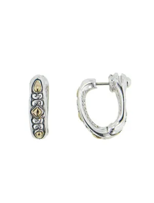 Oval Link Collection Two Tone Large Snuggy Earrings