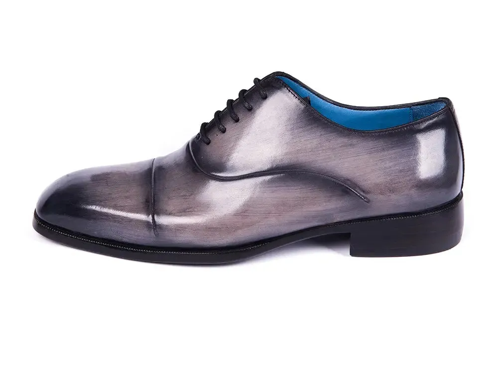 Paul Parkman Men's Cap Toe Oxfords in Gray Burnished