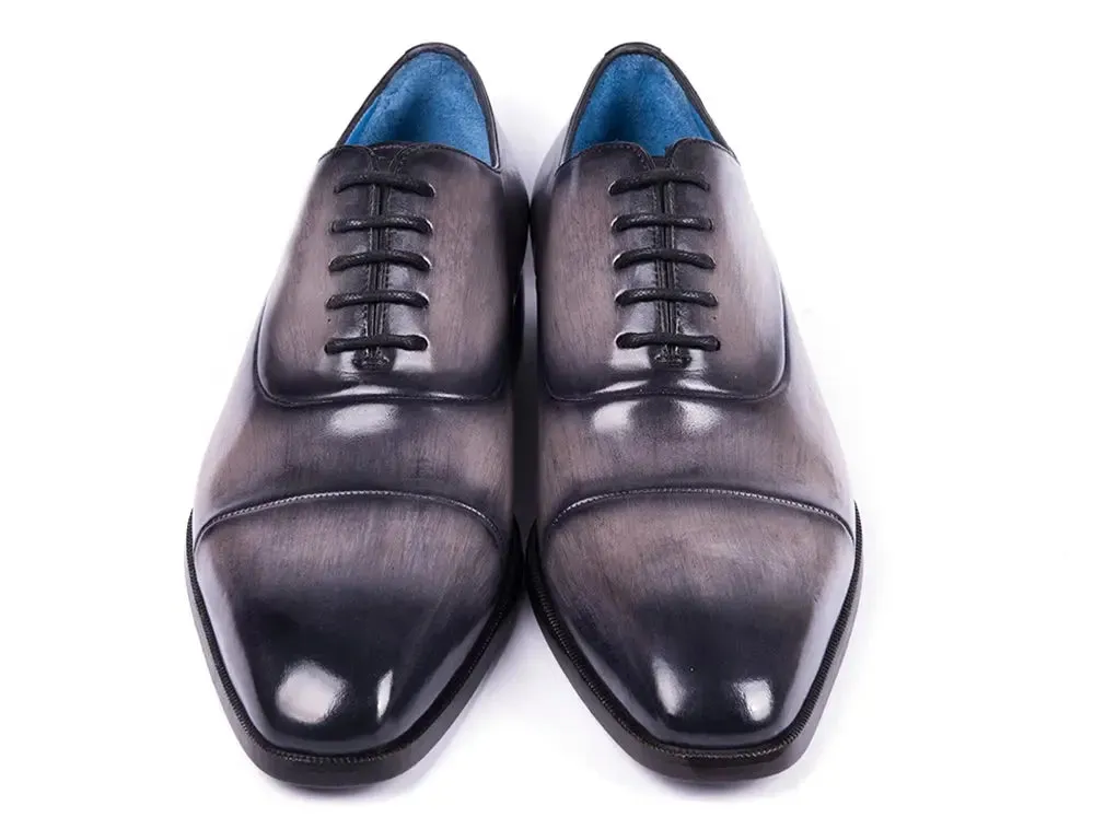 Paul Parkman Men's Cap Toe Oxfords in Gray Burnished