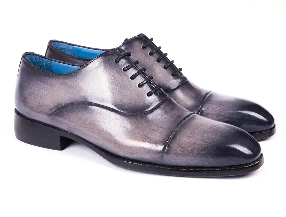 Paul Parkman Men's Cap Toe Oxfords in Gray Burnished