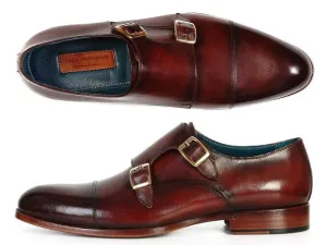 Paul Parkman Men's Leather Double Monkstraps in Dark Brown