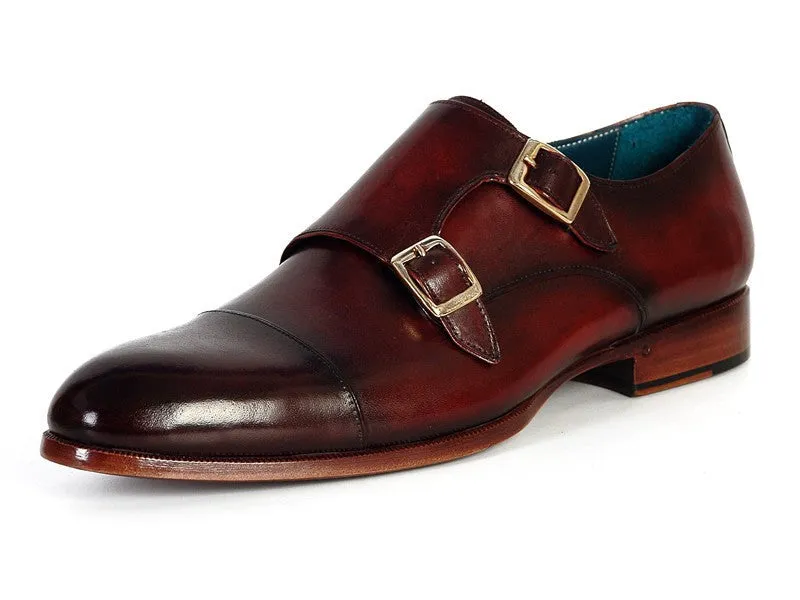 Paul Parkman Men's Leather Double Monkstraps in Dark Brown