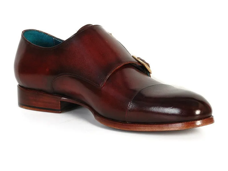 Paul Parkman Men's Leather Double Monkstraps in Dark Brown