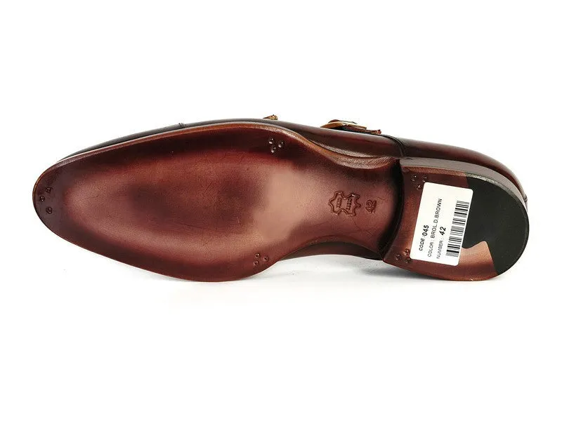 Paul Parkman Men's Leather Double Monkstraps in Dark Brown
