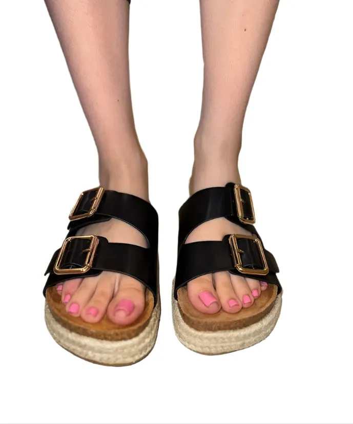 PLATFORM SLIDE IN SANDALS WITH BUCKLES