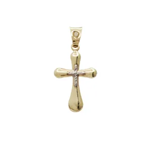 Puffy Two-Tone Core Cross Pendant (14K)