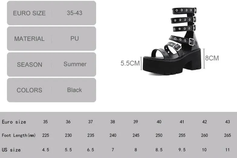 Punk Gladiator Platform Sandals