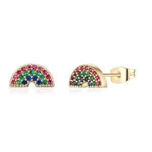 Rainbow 14k Gold Plated Stud Earrings