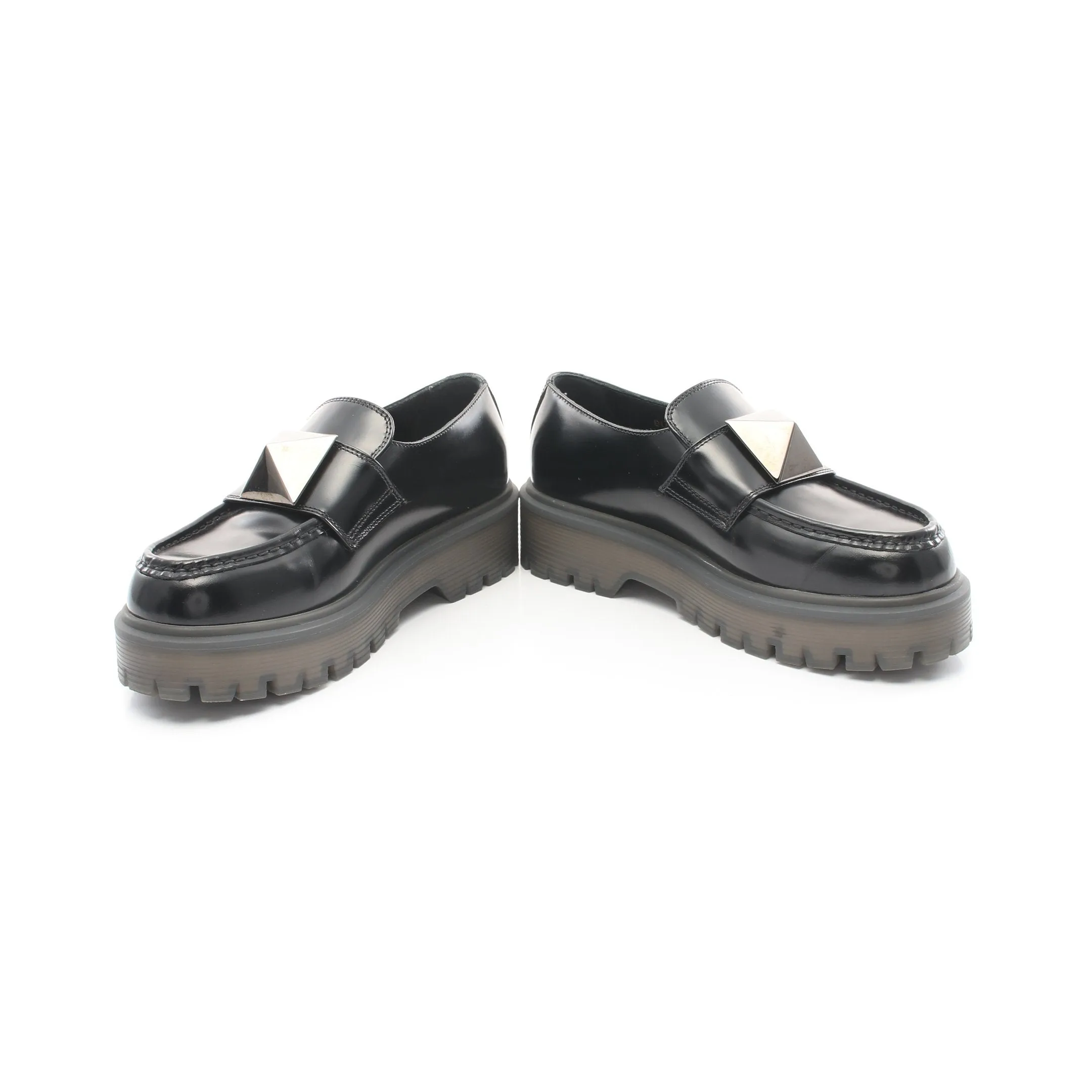 Rockstud Loafers Leather Black Platform